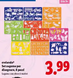 Lidl crelando Set sagome per disegnare, 6 pezzi offerta