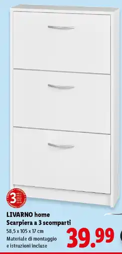 Lidl LIVARNO home Scarpiera a 3 scomparti offerta