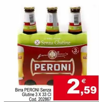 Centro Cash Peroni Birra Senza Glutine 3 x 33 cl offerta