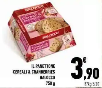 Conad Balocco Il Panettone Cereali & Cranberries 750g offerta