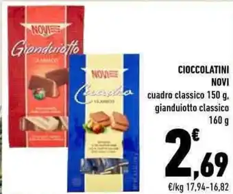 Conad Novi Cioccolatini Cuadro Classico 150g, Gianduiotto Classico 160g offerta