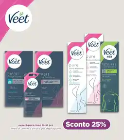 Acqua & Sapone Veet expert/pure/men total pro linea di creme e strisce per depilazione offerta