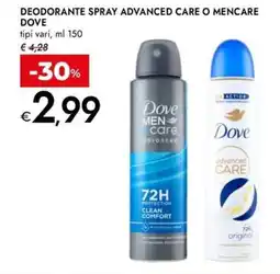 Bennet Deodorante spray advanced care o mencare DOVE offerta