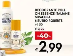 Bennet Deodorante roll on essenze italiane siracusa NEUTRO ROBERTS offerta