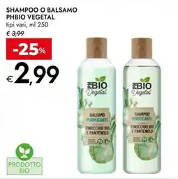 Bennet Shampoo o balsamo PHBIO VEGETAL offerta
