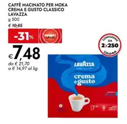 Bennet Caffè macinato per moka crema e gusto classico LAVAZZA offerta