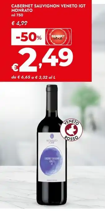 Bennet Cabernet sauvignon veneto igt MONRATO offerta