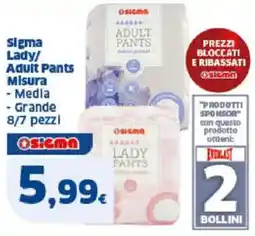 Sigma Sigma lady/ Adult Pants Misura Media Grande 8/7 pezzi offerta