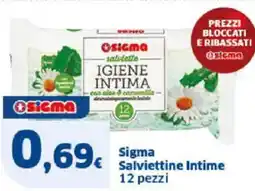 Sigma Sigma salviettine intime 12 pezzi offerta