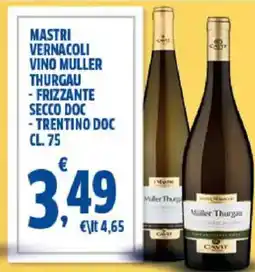 Sigma Mastri vernacoli vino muller thurgau frizzante secco doc trentino doc offerta