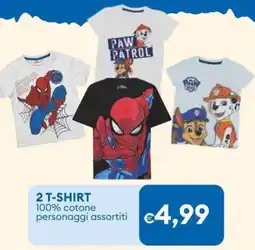 MD Discount 2 T-SHIRT 100% cotone personaggi assortiti offerta
