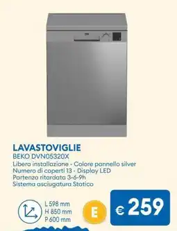 MD Discount LAVASTOVIGLIE BEKO DVN05320X offerta