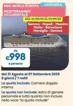 MD Discount Msc world europa crociera mediterraneo occidentale offerta