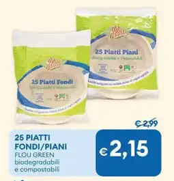 MD Discount 25 PIATTI FONDI/PIANI FLOU GREEN biodegradabili e compostabili offerta