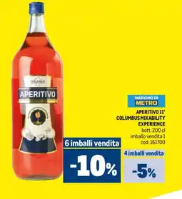 Metro Aperitivo 11° columbus mixability experience offerta
