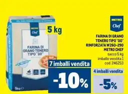 Metro Farina di grano tenero tipo "00" rinforzata w260-290 METRO CHEF offerta