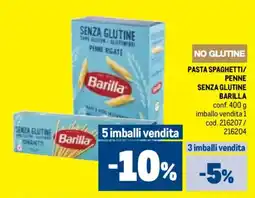 Metro Pasta spaghetti/ penne senza glutine BARILLA offerta