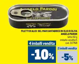 Metro Filetti di alici del mar cantabrico in olio di oliva ANGELO PARODI offerta