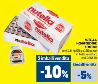 Metro Nutella monoporzione FERRERO offerta