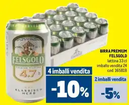 Metro Birra premium FELSGOLD offerta