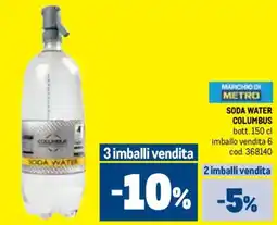 Metro Soda water COLUMBUS offerta