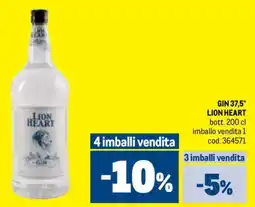 Metro Gin 37,5° LION HEART offerta