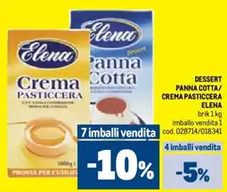 Metro Dessert panna cotta/crema pasticcera ELENA offerta
