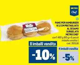 Metro Pane per hamburger 012 cm pretagliato al sesamo surgelato METRO CHEF offerta
