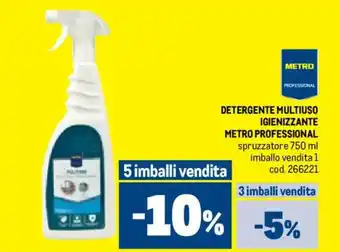 Metro Detergente multiuso igienizzante METRO PROFESSIONAL offerta