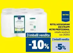 Metro Rotoli asciugamani 200 strappi METRO PROFESSIONAL offerta