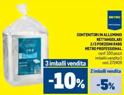 Metro Contenitori in alluminio rettangolari 2/3 porzioni r48g METRO PROFESSIONAL offerta