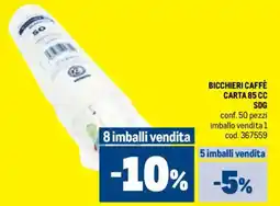 Metro Bicchieri caffè carta 85 cc sdg offerta