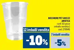 Metro Bicchiere pet 400 cc aristea offerta