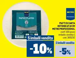 Metro Piatti di carta rotondi ø 18 cm METRO PROFESSIONAL offerta