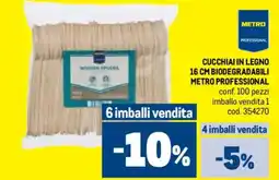 Metro Cucchiai in legno 16 cm biodegradabili METRO PROFESSIONAL offerta