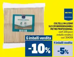 Metro Coltelli in legno 16,5 cm biodegradabili METRO PROFESSIONAL offerta