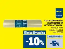 Metro Sacchi condominiali neutri 80x120 cm METRO PROFESSIONAL offerta