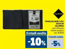 Metro Tovaglioli neri 2 veli 25x25 cm COLUMBUS offerta