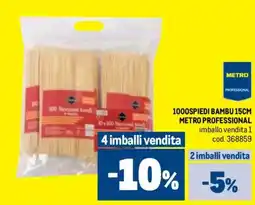 Metro 1000SPIEDI BAMBU 15CM METRO PROFESSIONAL offerta