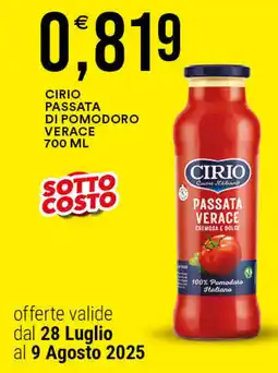 Vantaggio Cash&Carry Cirio passata di pomodoro verace offerta