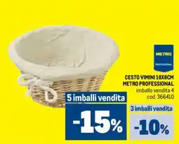 Metro Cesto vimini 18x8cm METRO PROFESSIONAL offerta