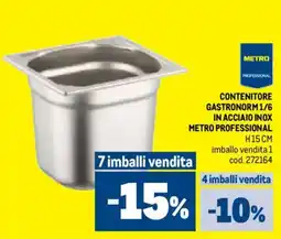 Metro Contenitore gastronorm 1/6 in acciaio inox METRO PROFESSIONAL offerta