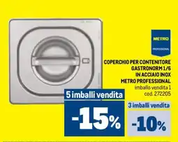 Metro Coperchio per contenitore gastronorm 1/6 in acciaio inox METRO PROFESSIONAL offerta