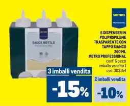 Metro 6 dispenser in polipropilene trasparente con tappo bianco METRO PROFESSIONAL offerta