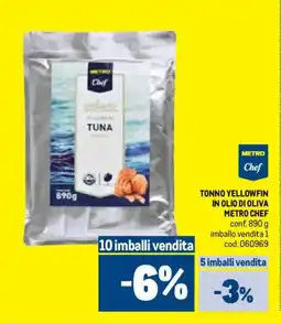 Metro Tonno yellowfin in olio di oliva METRO CHEF offerta