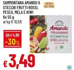 Galassia Sammontana amando 6 stecchi frutti rossi, pesca, mela e kiwi offerta