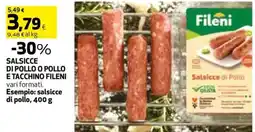 Coop Salsicce di pollo o pollo e tacchino FILENI vari formati. offerta
