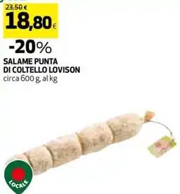Coop Salame punta di coltello lovison offerta