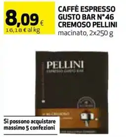 Coop Caffè espresso gusto bar n°46 cremoso PELLINI offerta