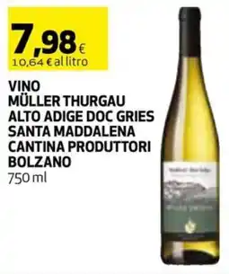 Coop Vino müller thurgau alto adige doc gries santa maddalena cantina produttori bolzano offerta